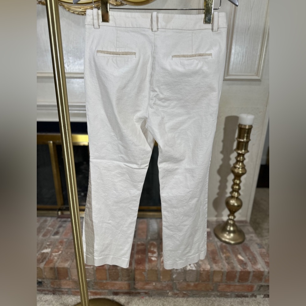 Massimo‎ Dutti Cream Crop Jeans Women’s 8 Stretch Straight Leg Pants Casual - Picture 5 of 10